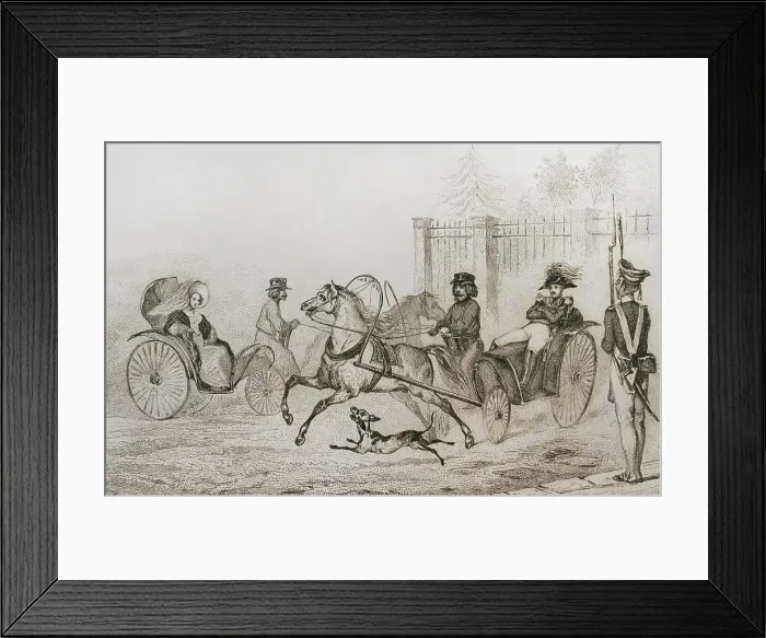 Framed Print : Russia. Droschki, small Russian carriage. Engraving Framed Print : Russia. Droschki, small Russian carriage. Engraving
