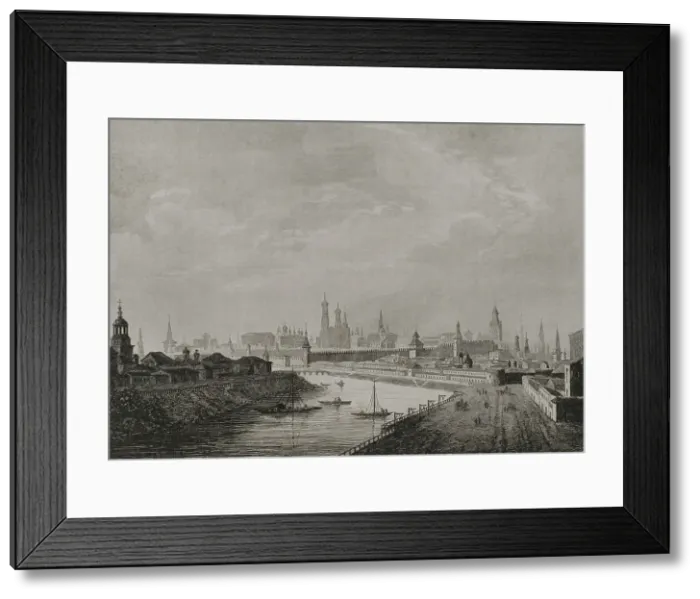 Framed Print : Russia, Moscow. View of the Kremlin and the Moskva river Framed Print : Russia, Moscow. View of the Kremlin and the Moskva river