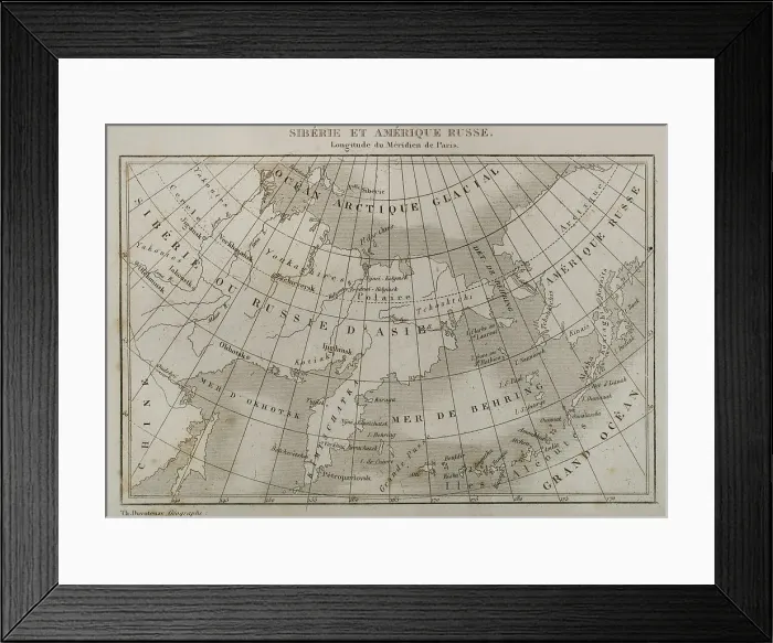 Framed Print : Siberia and Russian America. Map by Thunot Duvotenay Framed Print : Siberia and Russian America. Map by Thunot Duvotenay