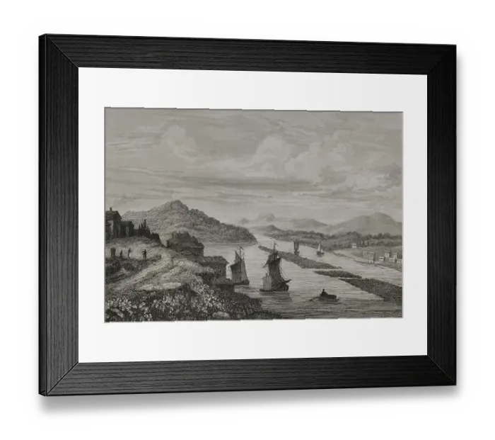 Framed Print : City of Hudson, from the north looking south - Milbert Framed Print : City of Hudson, from the north looking south - Milbert
