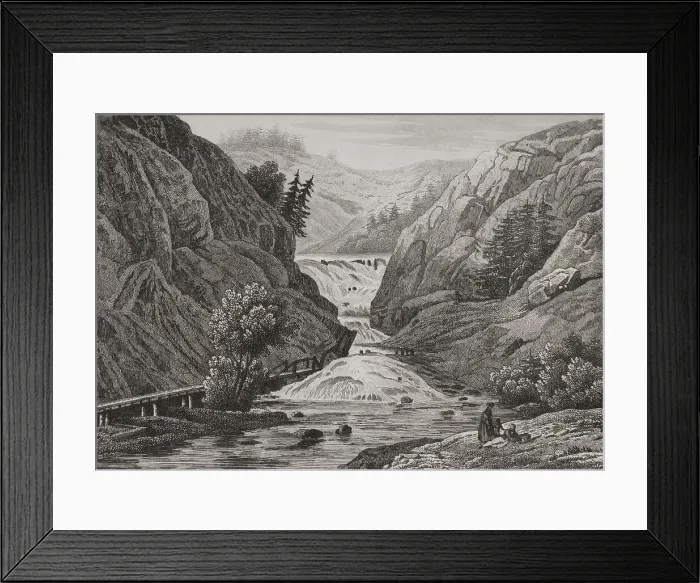 Framed Print : United States of America. Waterfalls at Mount Ida - Milbert Framed Print : United States of America. Waterfalls at Mount Ida - Milbert
