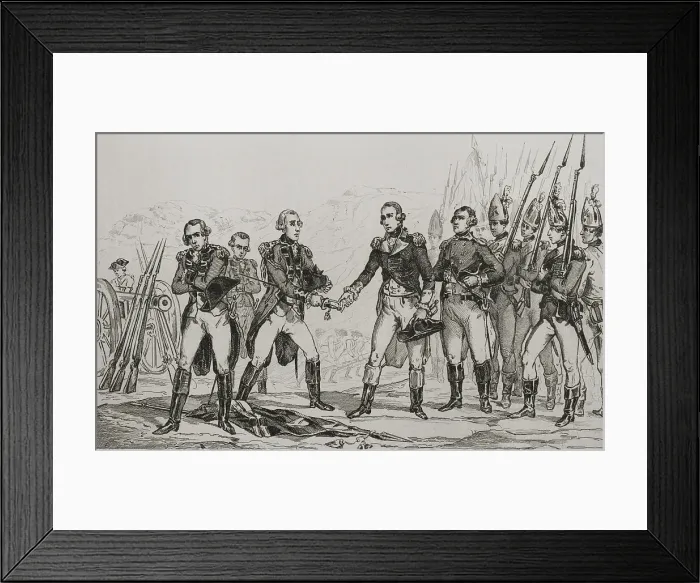 Framed Print : General John Burgoyne's surrender after Battlle of Saratoga Framed Print : General John Burgoyne's surrender after Battlle of Saratoga