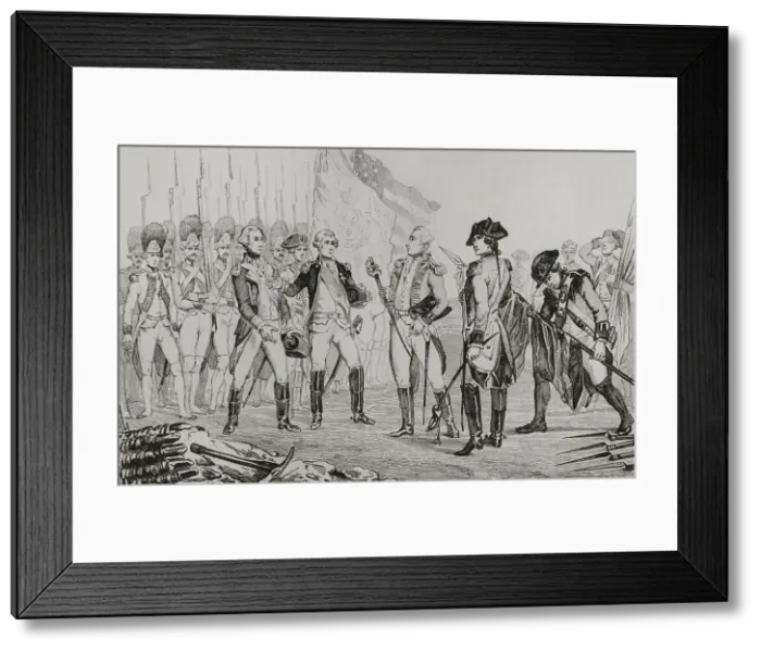 Framed Print : War of Independence of the USA. Cornwallis surrender