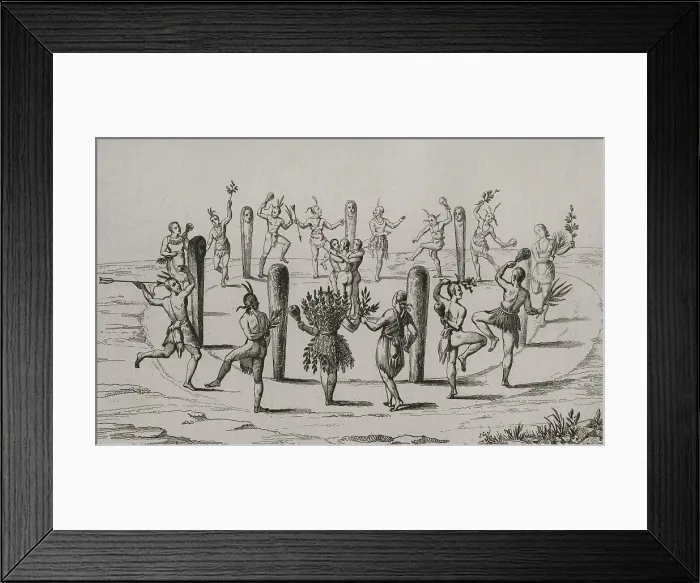 Framed Print : 16th century. Native American dance. Virginia Framed Print : 16th century. Native American dance. Virginia