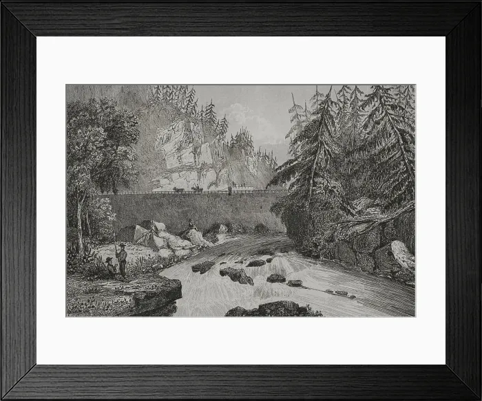 Framed Print : Little Falls. Mohawk River valley rapids and rocks - Milbert Framed Print : Little Falls. Mohawk River valley rapids and rocks - Milbert