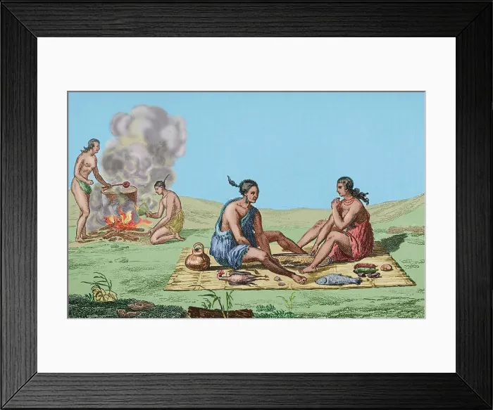 Framed Print : 16th century French expedition. Florida. Seminoles Indians Framed Print : 16th century French expedition. Florida. Seminoles Indians