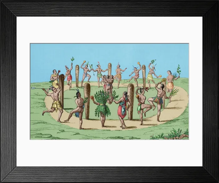 Framed Print : 16th century. Native American dance. Virginia Framed Print : 16th century. Native American dance. Virginia