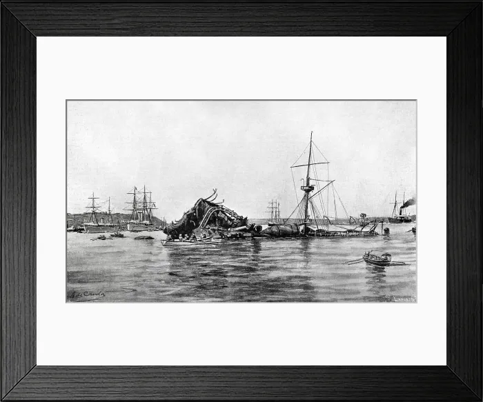 Framed Print : American battleship Maine after the explosion Framed Print : American battleship Maine after the explosion