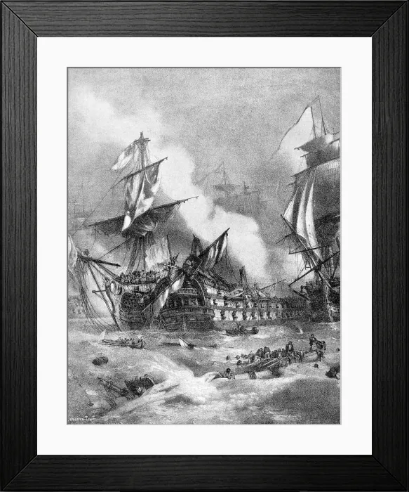 Framed Print : Battle of Trafalgar (October 21, 1805). Engraving, 1898 Framed Print : Battle of Trafalgar (October 21, 1805). Engraving, 1898