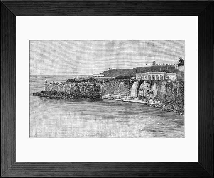 Framed Print : Puerto Rico, San Juan. Port entrance. Engraving, 1898 Framed Print : Puerto Rico, San Juan. Port entrance. Engraving, 1898