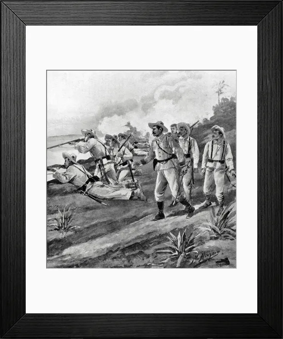 Framed Print : Spanish soldiers reject the landing of US troops on Cuba Framed Print : Spanish soldiers reject the landing of US troops on Cuba