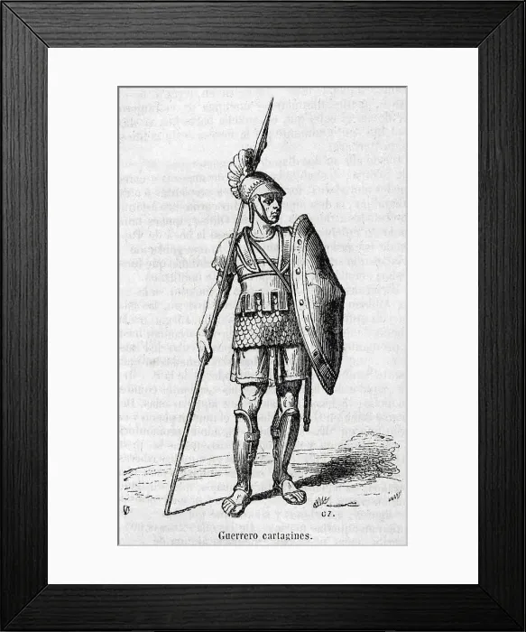 Framed Print : Carthaginian warrior. Engraving, 19th century Framed Print : Carthaginian warrior. Engraving, 19th century