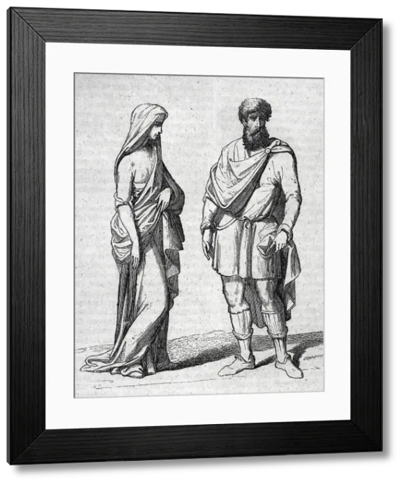Framed Print : Costumes of the Goths of the plebs. Engraving, 1852 Framed Print : Costumes of the Goths of the plebs. Engraving, 1852