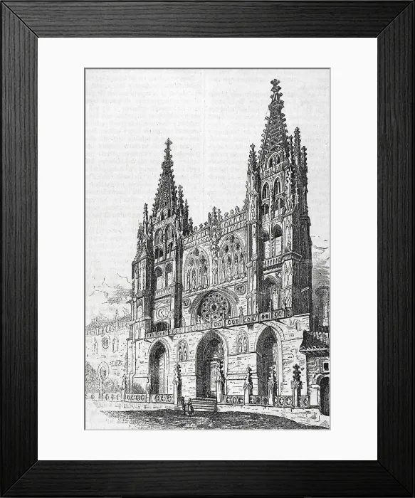 Framed Print : Spain. Burgos. General view of main facade of the Cathedral Framed Print : Spain. Burgos. General view of main facade of the Cathedral
