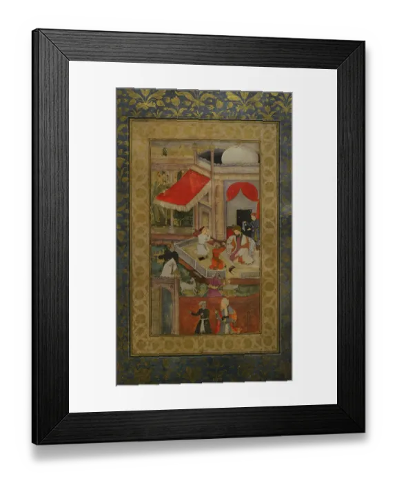 Framed Print : Miniature depicting a courtly scene, 16th-17th centuries Framed Print : Miniature depicting a courtly scene, 16th-17th centuries
