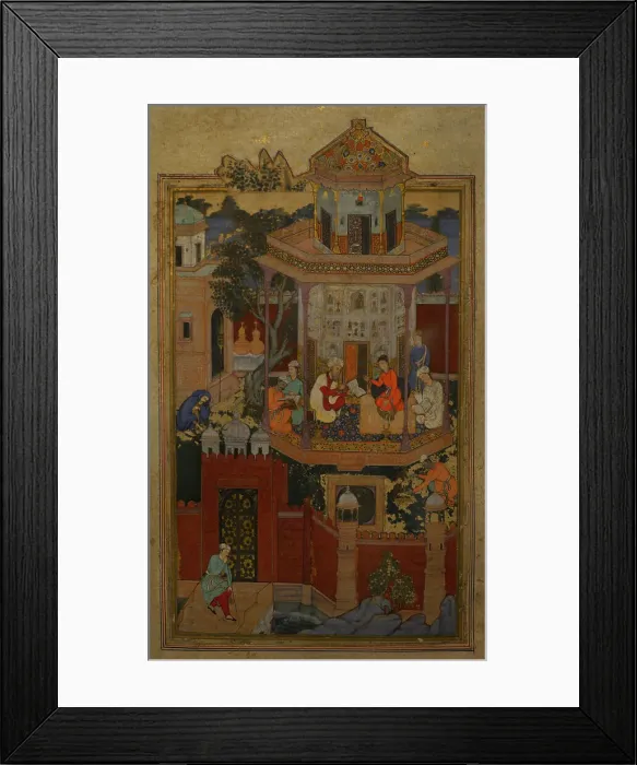 Framed Print : Miniature depicting a courtly scene, 16th-17th centuries Framed Print : Miniature depicting a courtly scene, 16th-17th centuries