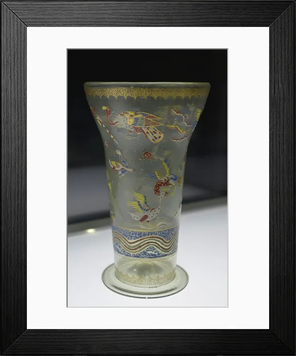 Framed Print : Beaker decorated with flying birds Framed Print : Beaker decorated with flying birds