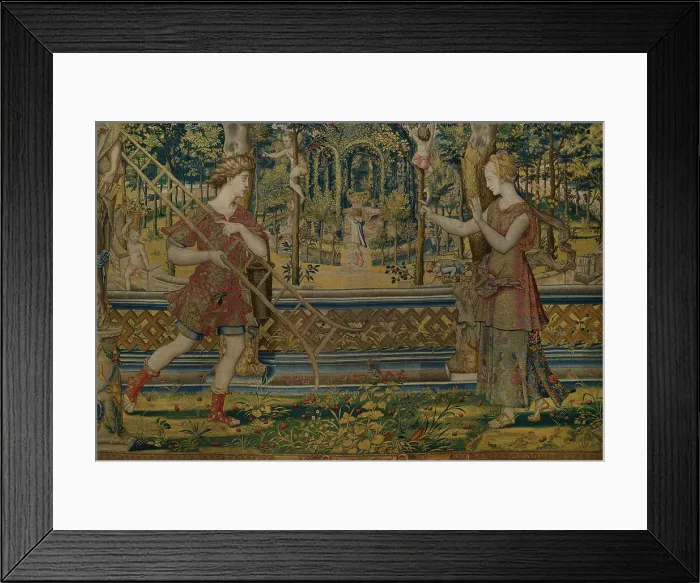 Framed Print : Vertumnus and Pomona. Detail of the tapestry Framed Print : Vertumnus and Pomona. Detail of the tapestry