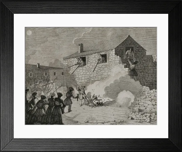 Framed Print : 1st Carlist War (1833-1840). Attack of a house near Guernica Framed Print : 1st Carlist War (1833-1840). Attack of a house near Guernica