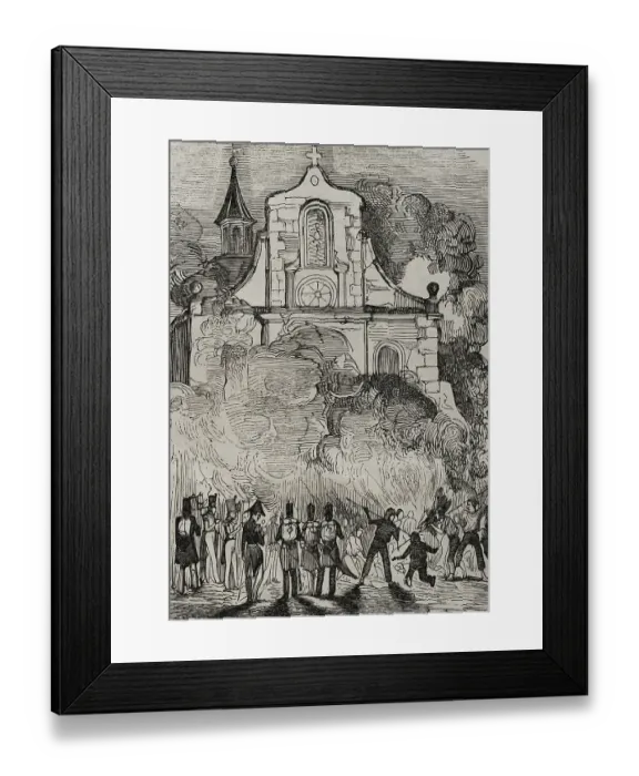 Framed Print : First Carlist War (1833-1840). Anti-clerical riots of 1835 Framed Print : First Carlist War (1833-1840). Anti-clerical riots of 1835