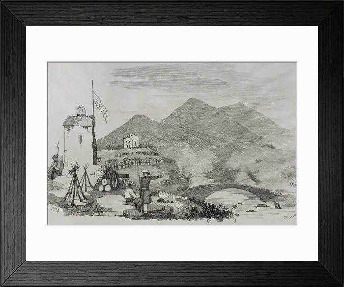 Framed Print : First Carlist War (1833-1840). Attack on Castrejana Bridge Framed Print : First Carlist War (1833-1840). Attack on Castrejana Bridge