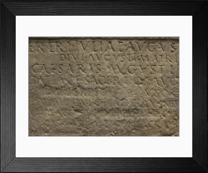 Framed Print : Detail of the inscription on a pedestal Framed Print : Detail of the inscription on a pedestal
