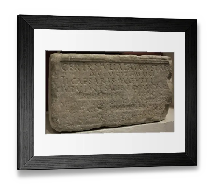 Framed Print : Roman imperial period. Pedestal belonging to headless statue Framed Print : Roman imperial period. Pedestal belonging to headless statue