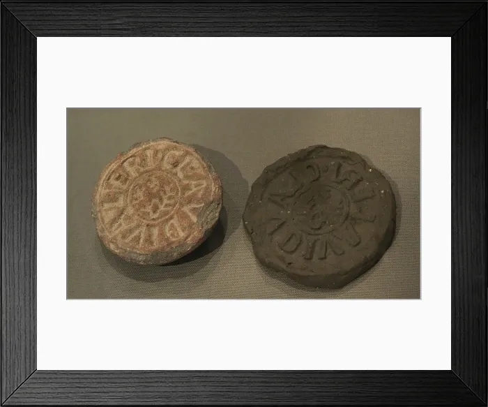 Framed Print : Signacula. Terracotta stamp, and modern impression