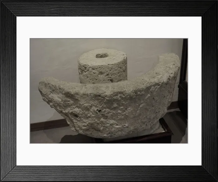 Framed Print : Part of a Roman stone olive press known as trapetum Framed Print : Part of a Roman stone olive press known as trapetum