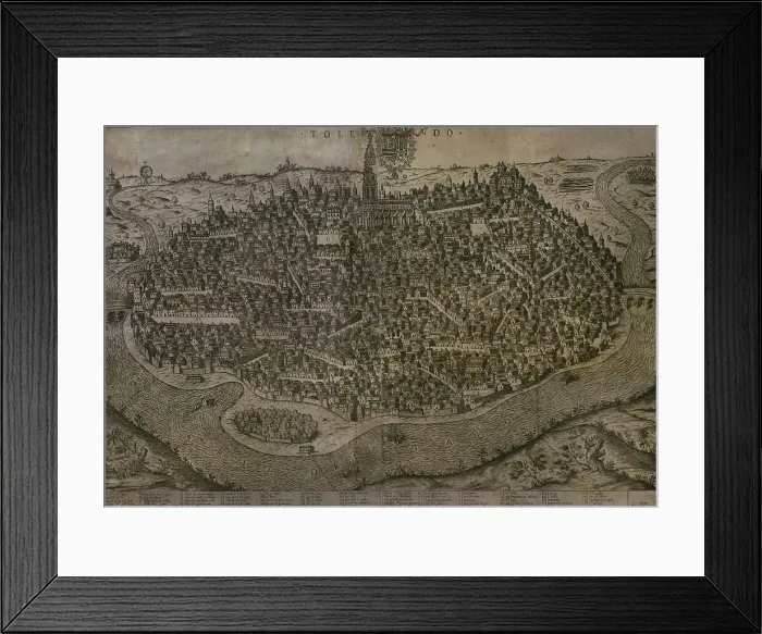 Framed Print : Toledo, Spain. View of the city. 1585. Etching Framed Print : Toledo, Spain. View of the city. 1585. Etching