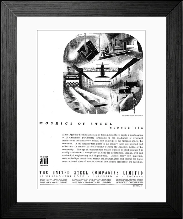 Framed Print : The United Steel Companies. Appleby-Frodingham Steel Plant
