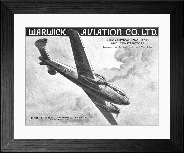 Framed Print : Warwick Aviation. Aeronautical Engineers & Constructors Framed Print : Warwick Aviation. Aeronautical Engineers & Constructors