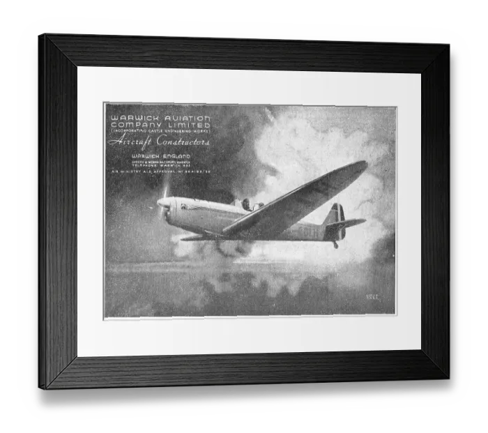 Framed Print : Warwick Aviation. Aeronautical Engineers & Constructors Framed Print : Warwick Aviation. Aeronautical Engineers & Constructors
