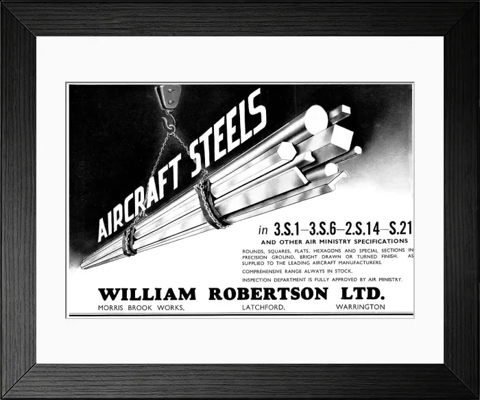 Framed Print : William Robertson Aircraft Steels Framed Print : William Robertson Aircraft Steels