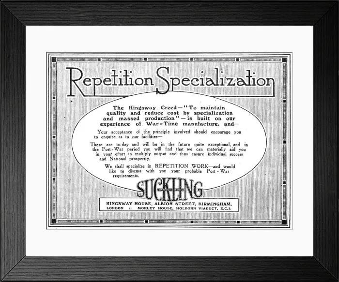 Framed Print : W.Suckling & Sons - Aeronautical Stampings & Repetition Work Framed Print : W.Suckling & Sons - Aeronautical Stampings & Repetition Work