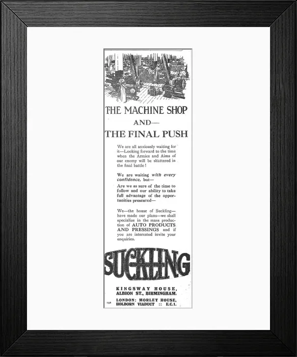 Framed Print : W.Suckling & Sons - Aeronautical Stampings & Repetition Work Framed Print : W.Suckling & Sons - Aeronautical Stampings & Repetition Work