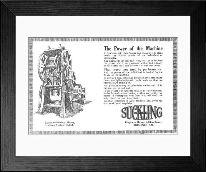 Framed Print : W.Suckling & Sons - Aeronautical Stampings & Repetition Work Framed Print : W.Suckling & Sons - Aeronautical Stampings & Repetition Work