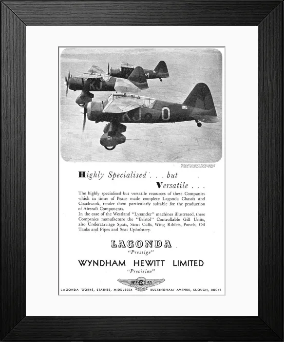 Framed Print : Wyndham Hewitt Precision Engineering Lagonda Works Framed Print : Wyndham Hewitt Precision Engineering Lagonda Works
