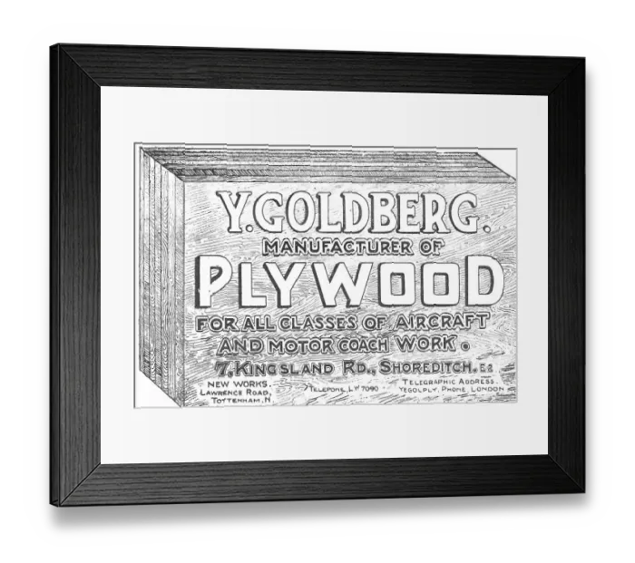 Framed Print : Y.Goldberg. Manufacturer Of Plywood For Aircraft Framed Print : Y.Goldberg. Manufacturer Of Plywood For Aircraft