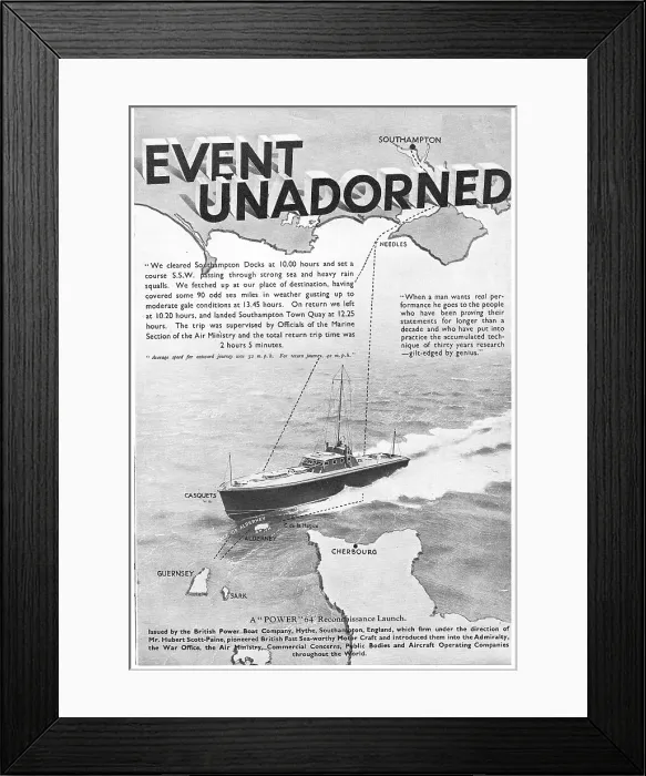 Framed Print : British Power Boat Company - Fast Seaworthy Motor Craft Framed Print : British Power Boat Company - Fast Seaworthy Motor Craft