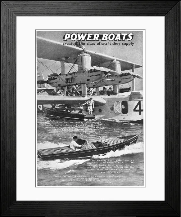 Framed Print : British Power Boat Company - Flying Boat Refuelling Dinghy Framed Print : British Power Boat Company - Flying Boat Refuelling Dinghy