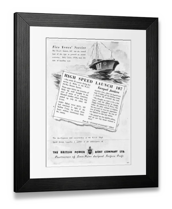 Framed Print : British Power Boat Company - Air Sea Rescue Framed Print : British Power Boat Company - Air Sea Rescue