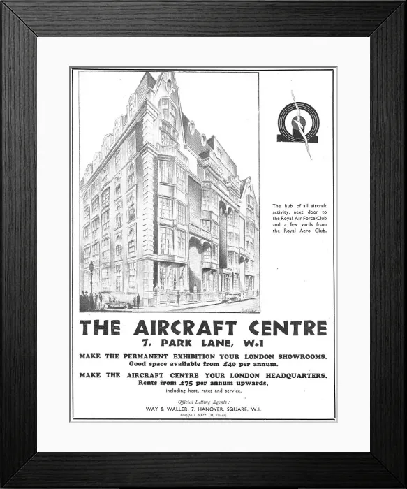 Framed Print : Way & Waller Aircraft Centre Park Lane - Aviation Showcase Framed Print : Way & Waller Aircraft Centre Park Lane - Aviation Showcase