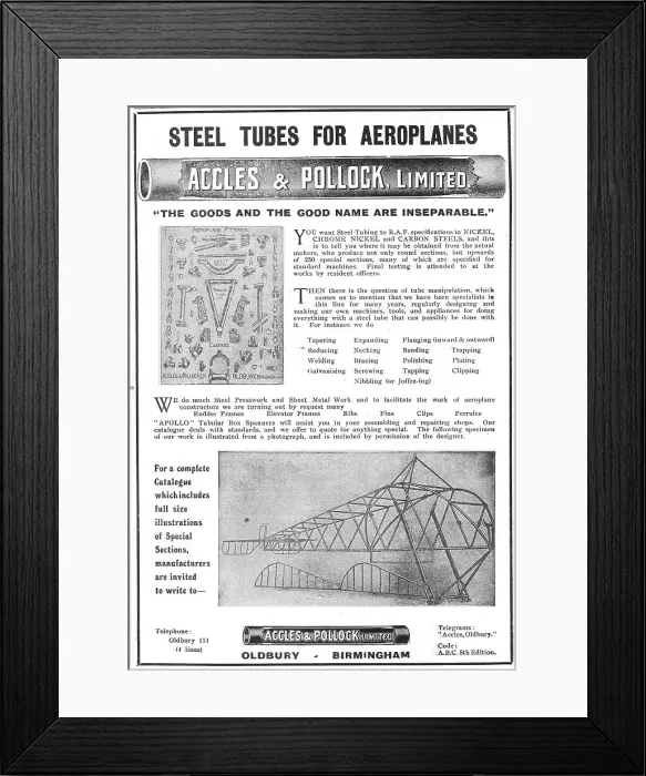 Framed Print : Accles & Pollock Steel Tubes 1916 Framed Print : Accles & Pollock Steel Tubes 1916