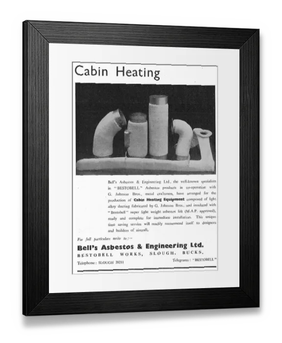 Framed Print : Bells Asbestos - Aircraft Asbestos Cabin Heating Cladding Framed Print : Bells Asbestos - Aircraft Asbestos Cabin Heating Cladding