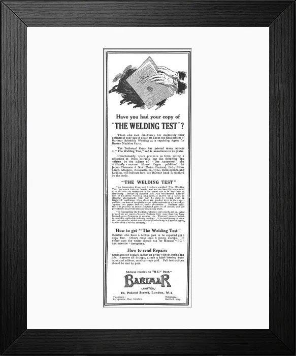 Framed Print : Barimar Scientific Welding Specialists Framed Print : Barimar Scientific Welding Specialists