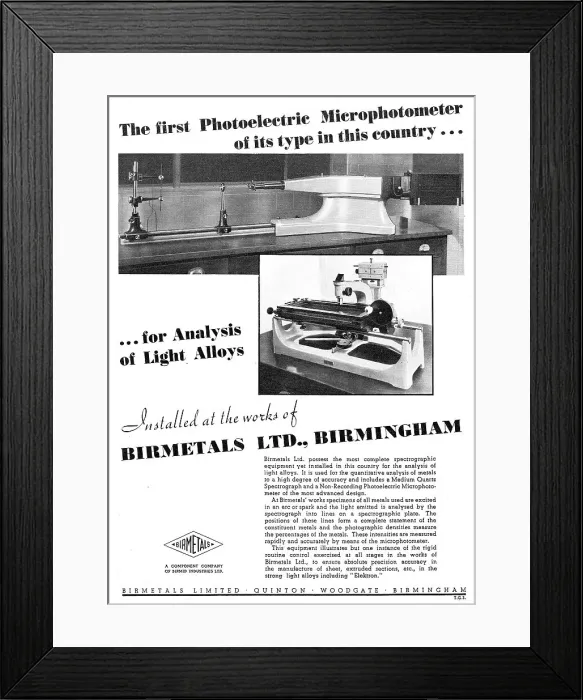 Framed Print : Birmetals Aluminium Alloys - Microphotometer Framed Print : Birmetals Aluminium Alloys - Microphotometer