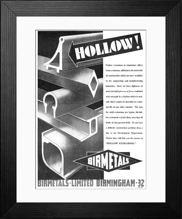 Framed Print : Birmetals - Birmetals Ltd. Date: 1945 Framed Print : Birmetals - Birmetals Ltd. Date: 1945
