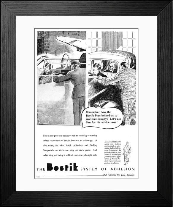 Framed Print : Bostik Aviation Sealants & Adhesives 1945 Advert Framed Print : Bostik Aviation Sealants & Adhesives 1945 Advert