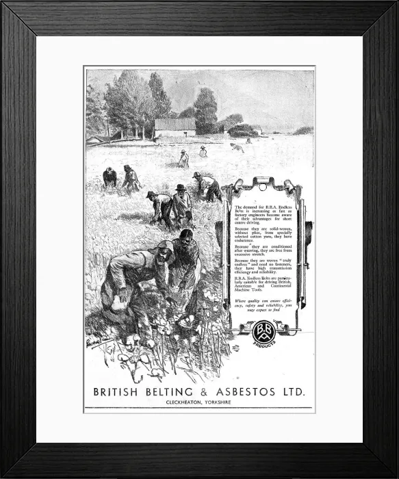Framed Print : British Belting & Asbestos. Asbestos Products 1943 Advert Framed Print : British Belting & Asbestos. Asbestos Products 1943 Advert